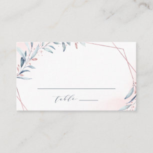 Rose Gold Dusty Blue Greenery Geometric Wedding Platzkarte