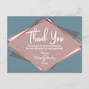 Rose Gold Dusty Blue Mauve Geometric Vielen Dank Postkarte