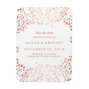 Rose Gold Effect Gipskraut Save the Date Magnet