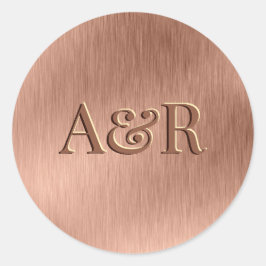 Rose Gold-Effekt-Aufkleber-Monogramm, Runder Aufkleber