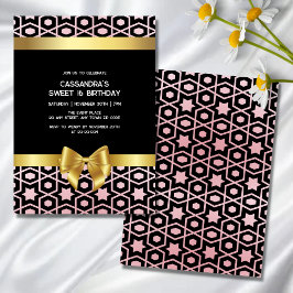 Rose Gold Egypt Geometric Gold Bow 16. Geburtstag Einladung