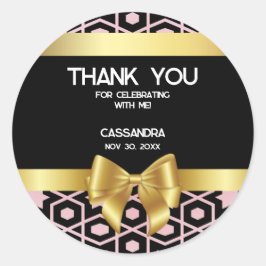 Rose Gold Egypt Geometric Gold Bow 16. Geburtstag Runder Aufkleber