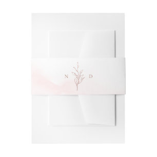 Rose Gold Einfache botanische Blätter Monogramm Ho Einladungsbanderole