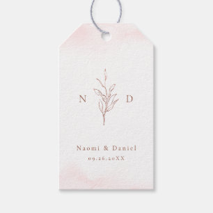 Rose Gold einfache botanische Blätter Monogramm Ho Geschenkanhänger
