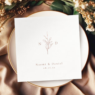 Rose Gold einfache botanische Monogramm rustikale Serviette