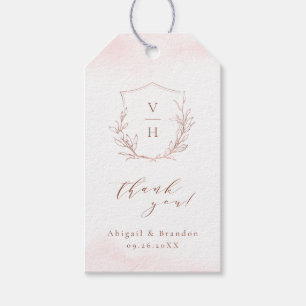 Rose Gold einfache botanische Wappen Monogramm Hoc Geschenkanhänger