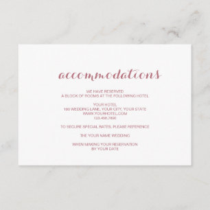 Rose Gold Einfache Elegante Hochzeitsunterkunft Begleitkarte