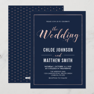 Rose Gold   Einfache moderne typografische Hochzei Einladung