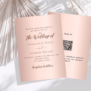 Rose Gold einfache QR-Code UAWG Luxus Hochzeit Einladung