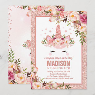 Rose Gold Einhorn / Magische Geburtstagsparty Einladung