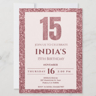 Rose Gold Einladung zum 15. Geburtstag