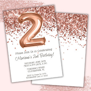 Rose Gold Einladung zum 2. Geburtstag