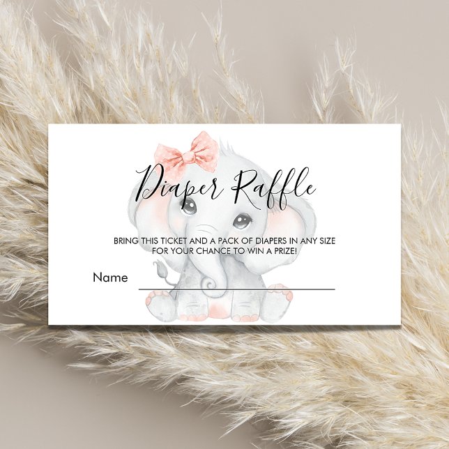 Rose Gold Elefant Girl Duschdusche Windelpreisraff Begleitkarte (Von Creator hochgeladen)