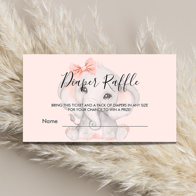 Rose Gold Elefant Girl Duschdusche Windelpreisraff Begleitkarte (Von Creator hochgeladen)