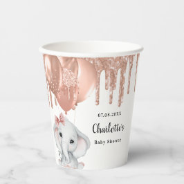 Rose Gold Elefantenballons Baby Dusche Pappbecher