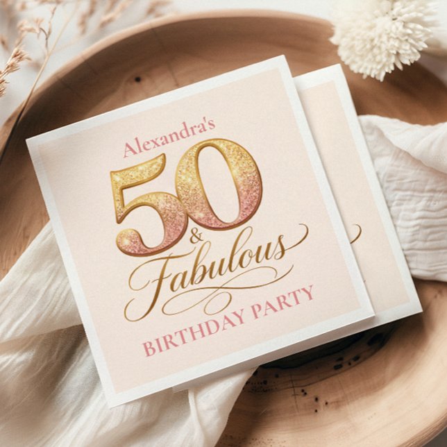 Rose Gold Elegant 50th Birthday Serviette (Von Creator hochgeladen)