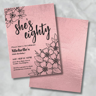 Rose Gold Elegant 80. Geburtstagsparty Einladung
