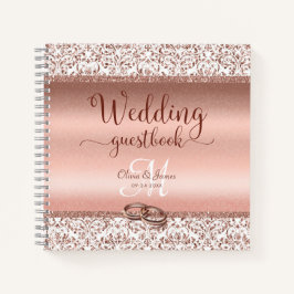 Rose Gold Elegant Damask Wedding Gästebuch Notizbuch