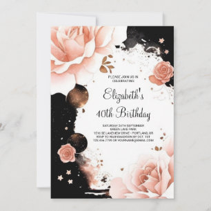 Rose Gold Elegant Girly Digital 40. Geburtstag Einladung