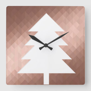 Rose gold elegant minimal Christmas tree Quadratische Wanduhr