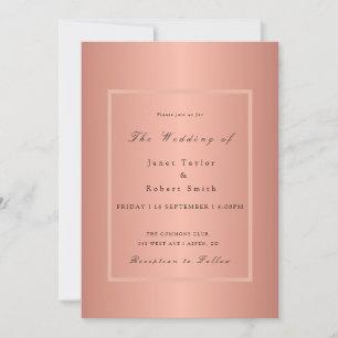 Rose Gold Elegant Minimalistisch mit rosa Border I Einladung