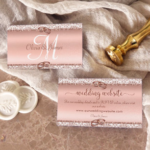 Rose Gold Elegant  Monogram Wedding Website Begleitkarte