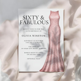 Rose Gold Elegante Dress Frauen 60. Geburtstagspar Einladung