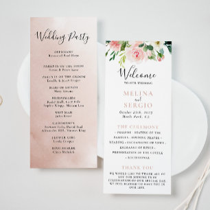 Rose Gold Elegante Fall Blume Hochzeit Programm