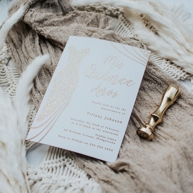 Rose Gold Elegante Foil Dress Quinceanera Folieneinladung (Von Creator hochgeladen)