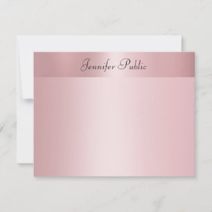 Rose Gold Elegante Handschrift Name Textvorlage Mitteilungskarte