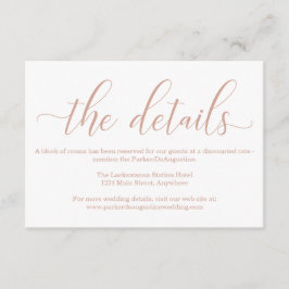 Rose Gold Elegante Kalligrafie Informationen Begleitkarte