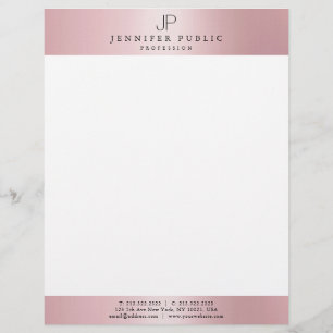 Rose Gold Elegante Monogram Moderne Vorlage Briefbogen