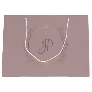 Rose Gold Elegante Monogram Template Trendy Große Geschenktüte