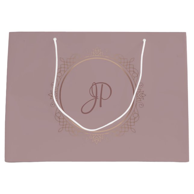 Rose Gold Elegante Monogram Template Trendy Große Geschenktüte (Vorderseite)
