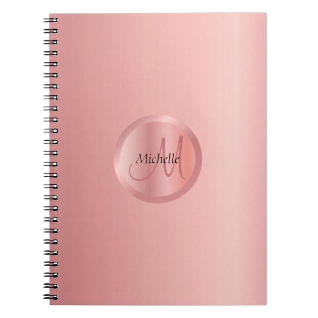 Rose Gold Elegante Monogram Template Trendy Notizblock (Vorderseite)