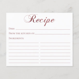 Rose Gold Elegante Schrift Brautparty Rezeptkarte