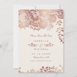 Rose Gold elegante Spitzen Hochzeit speichern das  Save The Date