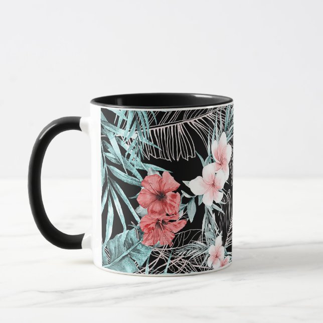 Rose Gold Elegante Tropical Botanische Insel Luau Tasse (Links)