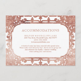 Rose Gold elegante Vintage Hochzeitsunterkunft Begleitkarte