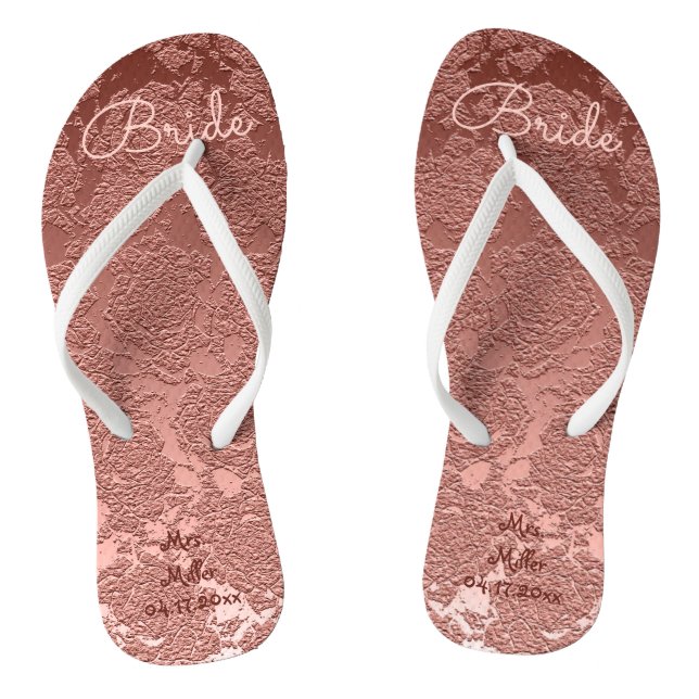 Rose Gold Elegante Wedding Bridal Flip Flops (Fußbett)
