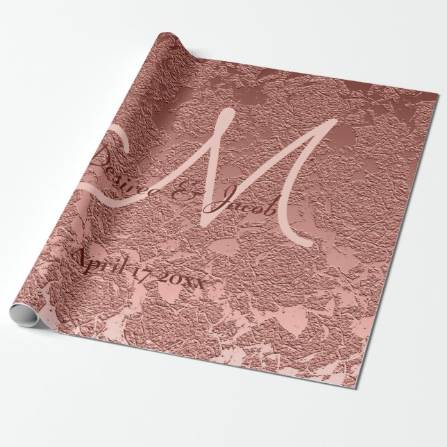 Rose Gold Elegante Wedding Empfang Monogram Geschenkpapier (Ungerollt)