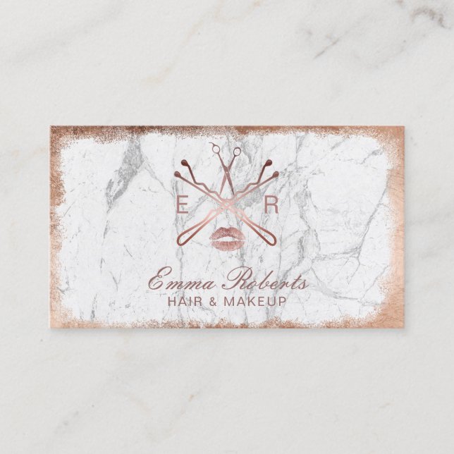 Rose Gold Eleganter Marmor Beauty Logo Salon Visitenkarte