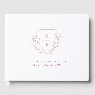 Rose Gold Elegantes Cherry Blossom Monogramm Wappe Gästebuch