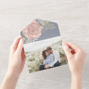 Rose Gold Elegantes Foto All In One Einladung