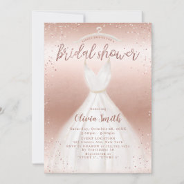 Rose Gold Elegantes Hochzeitskleid Brautparty Einladung