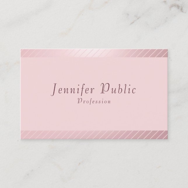 Rose Gold Elegantes Modern Einfaches Template Visitenkarte (Vorderseite)
