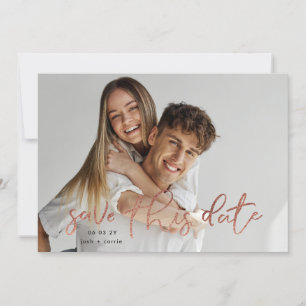Rose Gold Elegantes Schwarzes Foto Klassische Kall Save The Date