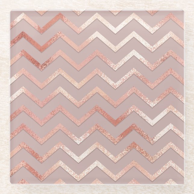 Rose Gold: elegantes Vintages Muster. Glasuntersetzer (Vorderseite)