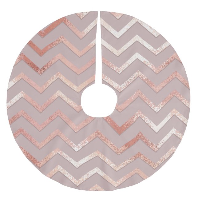 Rose Gold: elegantes Vintages Muster. Polyester Weihnachtsbaumdecke (Vorderseite)