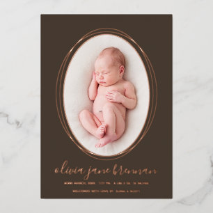 Rose Gold Erdig Braun Geburtseinladung Folieneinladung